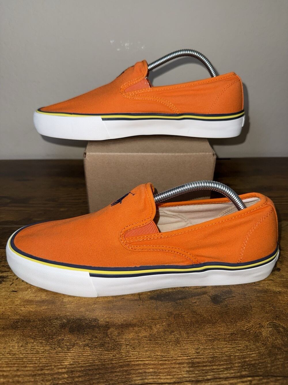 Polo By Ralph Lauren Orange Canvas Sneakers Size 10.5D